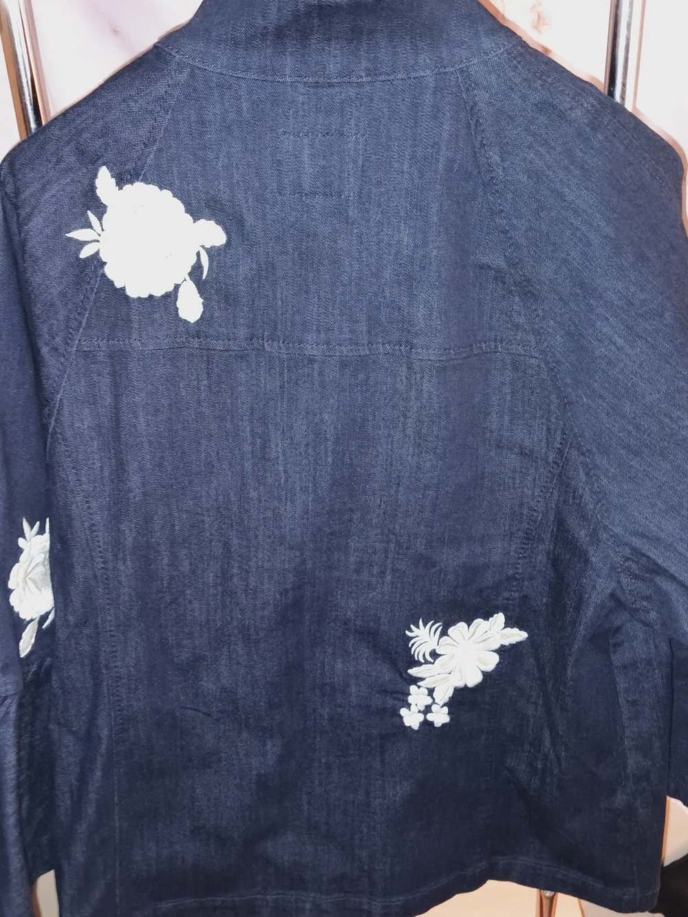 Banana Republic Denim And Embroidery Flower Jacket Sz Large